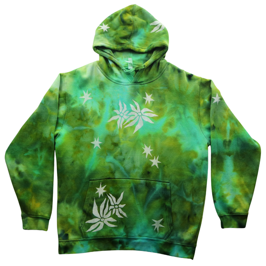 Algae - Large Pullover Unisex Fleece Hoodie + Star & Flower Print